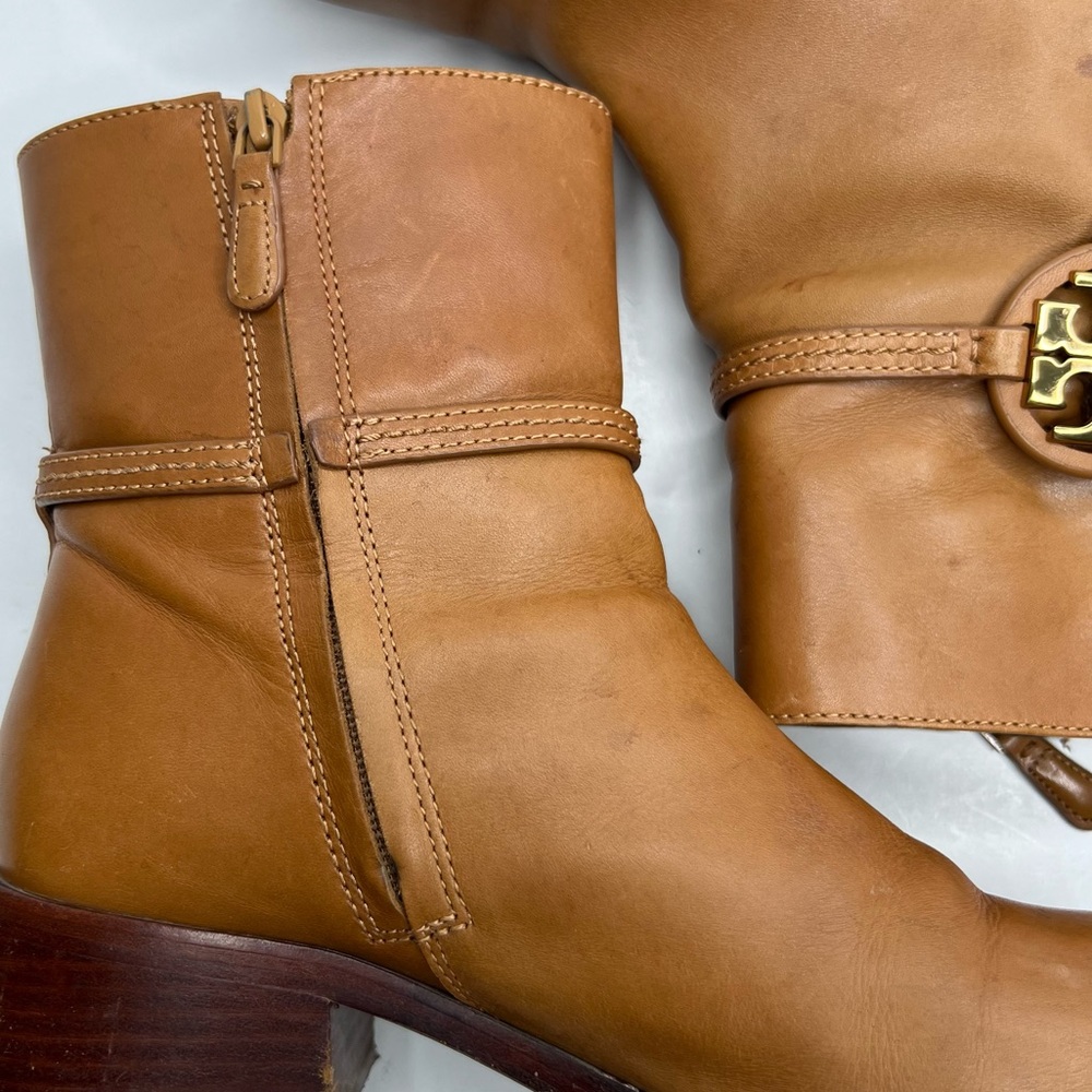 Tory Burch Miller Calf Leather Bootie Boots Brown Size 8.5 - Picture 12 of 16